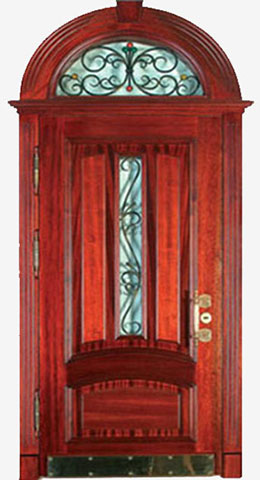 Дверь арочная с ковкой (отделка шпон)